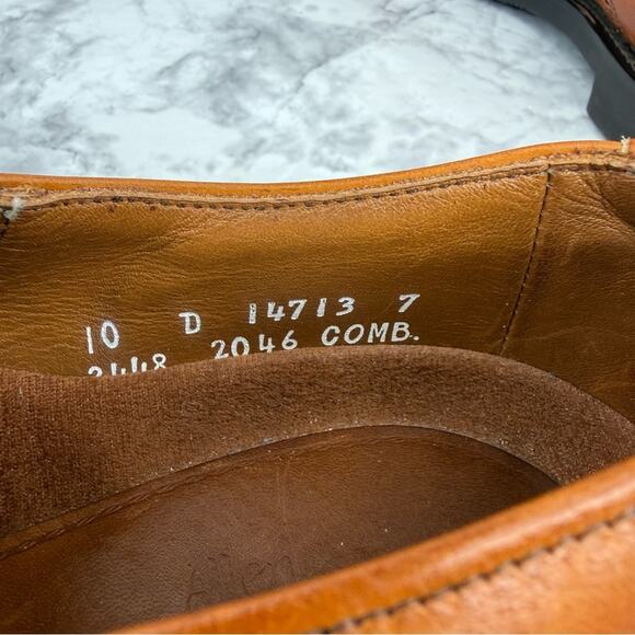 ALLEN EDMONDS Benton Cognac Leather Cap Toe Oxfords Shoes Vibram Sole Sz 10 main image 8